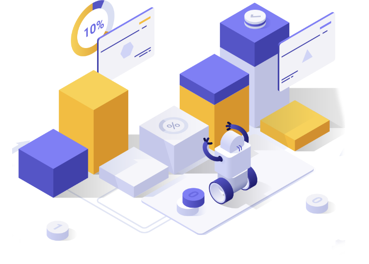 Robots de inteligencia artificial construyendo un panel de mando