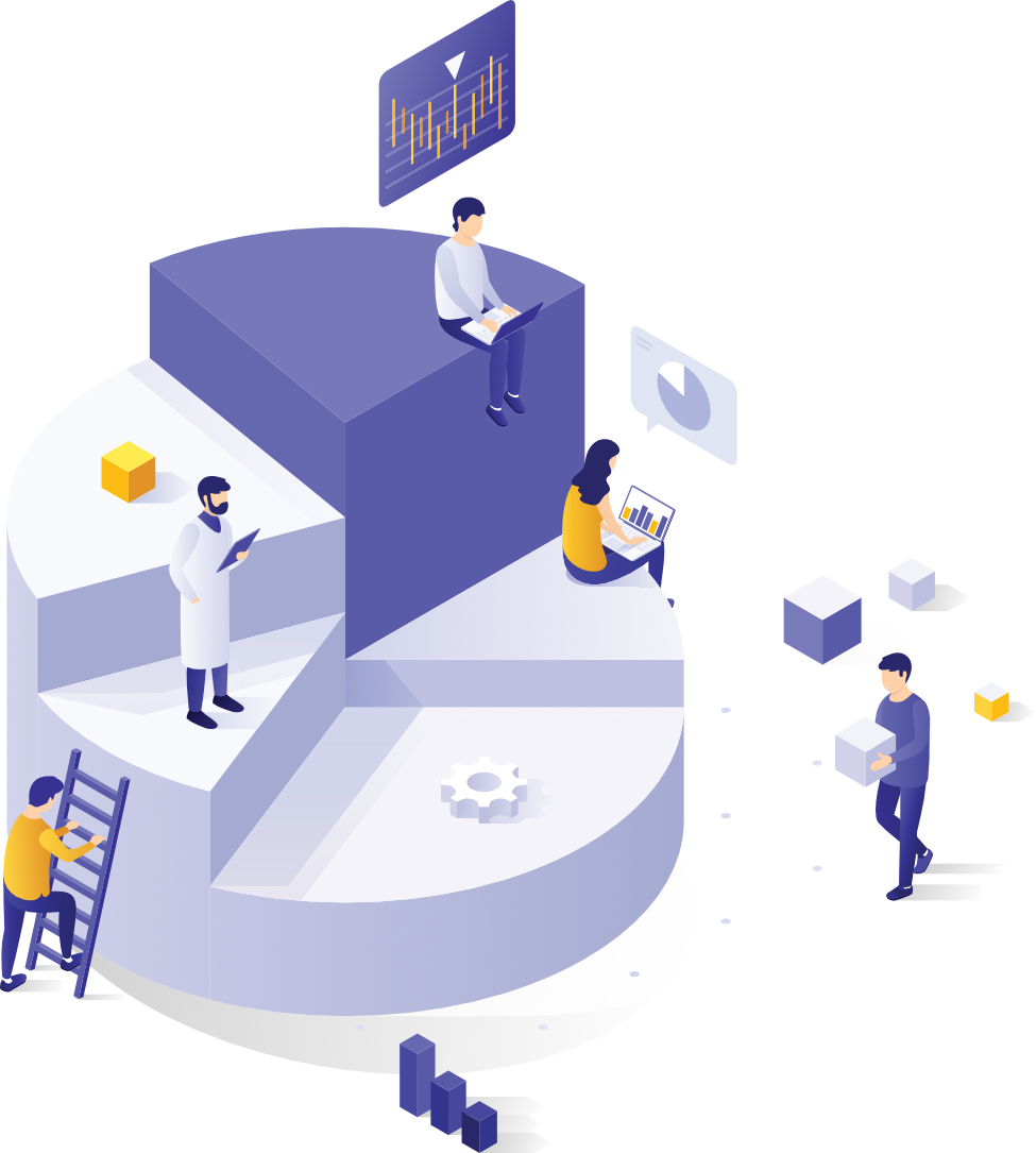 Grupo de investigadores en un gráfico tipo rosco