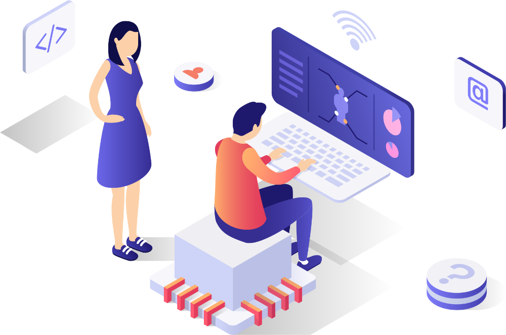 Desarrollador construyendo software
